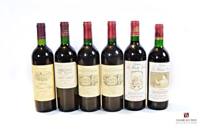null Lot de 6 blles comprenant :		

1 bouteille	Château BESSAN SÉGUR	Médoc CB	2000

1...