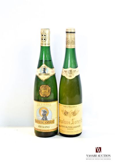 null Lot de 2 blles de vin d'Alsace comprenant :		

1 bouteille	RIESLING Ste Odile...