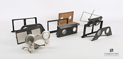 null Lot of six pocket stereoscopic glasses, two of which are UNIS France, one is...