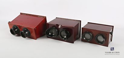 Set of three mahogany stereoscopes one of...