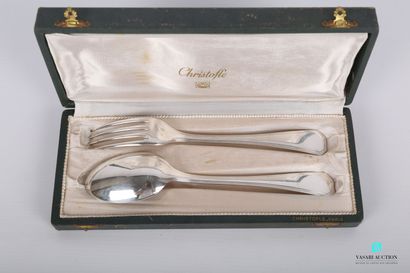 null CHRISTOFLE

A silver-plated cutlery "America" model, the handle with decoration...