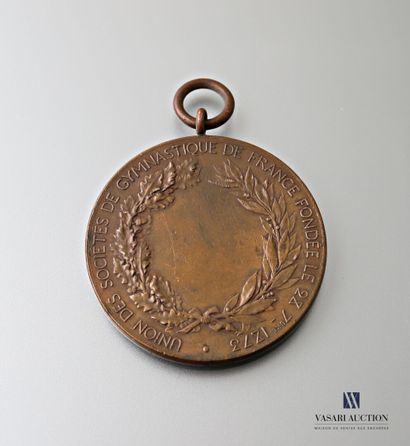null Médaille en bronze d'après Henri Chapu (1833-1891) "Union des sociétés de gymnastique...