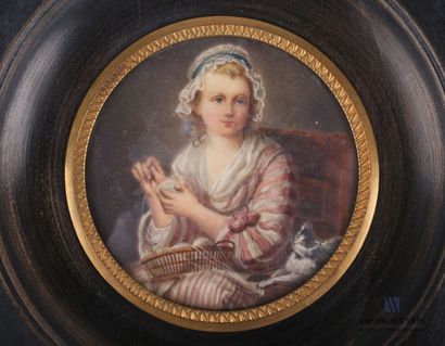 null French school of the 19th century

Young girl with cat and balls of wool 

Painted...