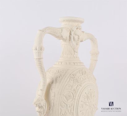 null Vase in plaster of gourd form with spherical body decorated with alternating...