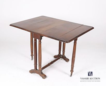 null Table à encas en bois naturel mouluré, le plateau rectangulaire à deux volets,...