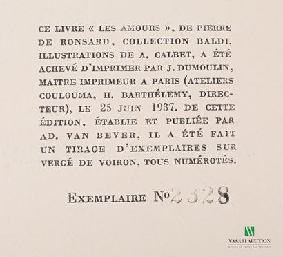 null RONSARD Pierre - Les Amours Texte établi sur l'édition de MDLX et publié avec...