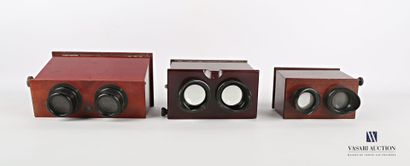 null Set of three mahogany stereoscopes one of Ennemarc brand