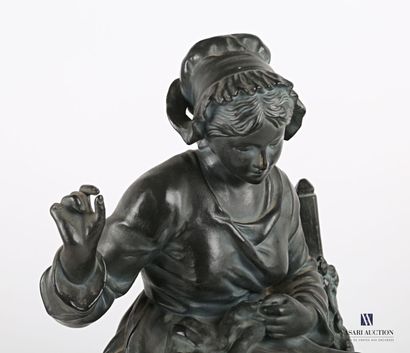null QUINTER, after 

Woman sewing

Terracotta with blue patina on a black marble...
