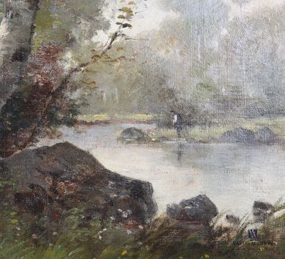 null D'HORTEVIL H. (End of XIXth century) 

Fisherman on the river bank

Oil on canvas

Signed...