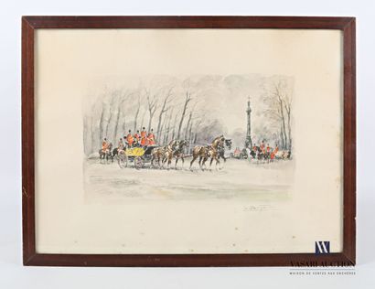 null LA BRIGE (XIX-XXth), after

The appointment of hunting 

Lithograph in colors

Signed...