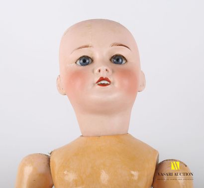 null Doll, head in porcelain, open eyes fixed, open mouth with teeth, body in boiled...
