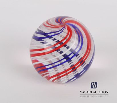 null Sulfuric ball in molded glass with blue, white and red helicoidal lines

(tiny...