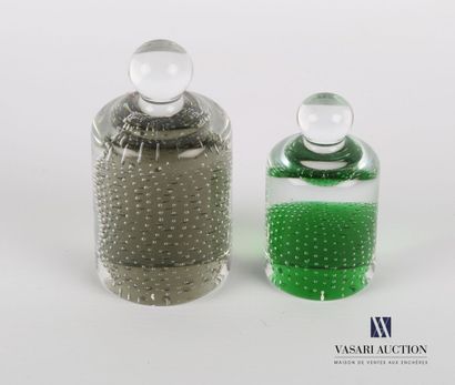 null Lot including two sulfides in the shape of weight out of moulded glass with...