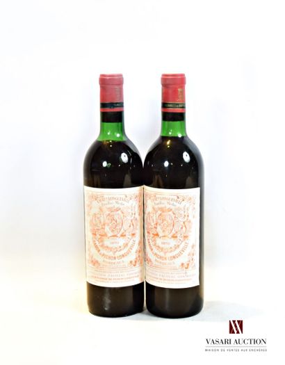 null 2 bouteilles	Château PICHON LONGUEVILLE	Pauillac GCC	1970

	Et. excellentes....