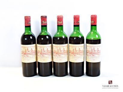 null 5 bouteilles	Château COS D'ESTOURNEL	St Estèphe GCC	1973

	Et. tachées. N :...