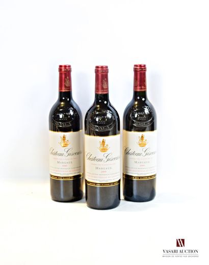 null 3 bouteilles	Château GISCOURS	Margaux GCC	2000

	Et. impeccables. N : mi/bas...