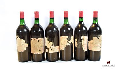 null 6 magnums Château LYNCH BAGES Pauillac GCC 1974

	Faded, stained, worn and torn...