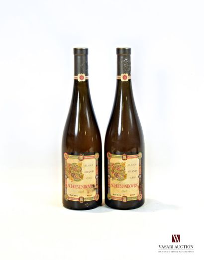 null 2 bouteilles	SCHOENENBOURG GC mise Marcel Deiss		2008

	Et. fanées et tachées....