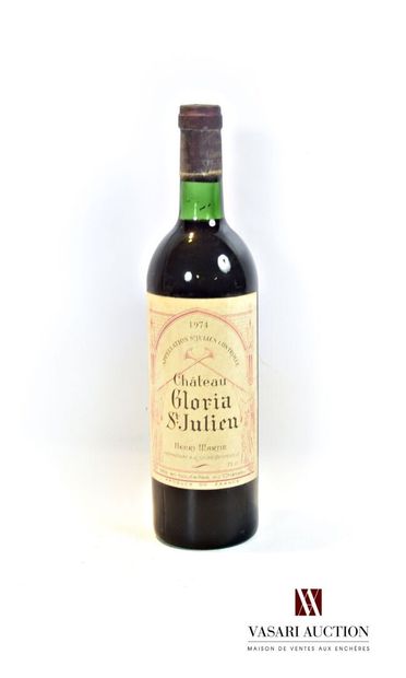 null 1 bouteille	Château GLORIA	St Julien 	1974

	Et. tachée. N : bas goulot/ limite...