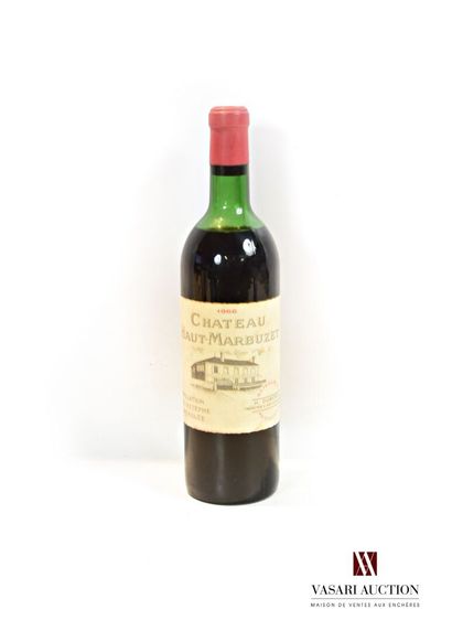 null 1 bouteille	Château HAUT MARBUZET	St Estèphe	1966

	Et. un peu tachée. N : ht/mi...