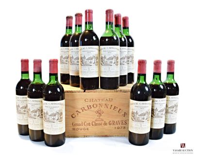 null 12 bouteilles	Château CARBONNIEUX	Graves GCC	1973

	Et. un peu tachées. N :...