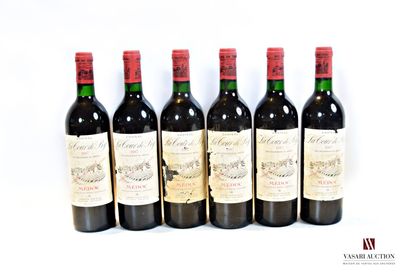 null 6 bouteilles	Château LA TOUR DE BY	Médoc	1987

	Et. fanées et tachées (3 déchirées)....