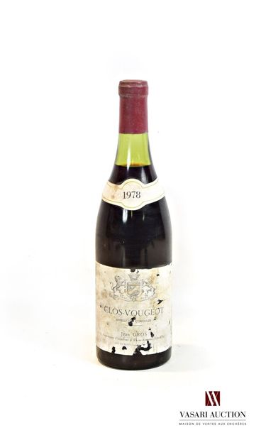 null 1 bouteille	CLOS VOUGEOT mise Jean Gros Prop.		1978

	Et. fanée, tachée et déchirée....