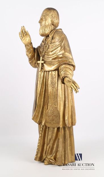 null 
Sujet en bois sculpté et doré figurant Saint François de Sales

XIXème siècle

(fentes,...