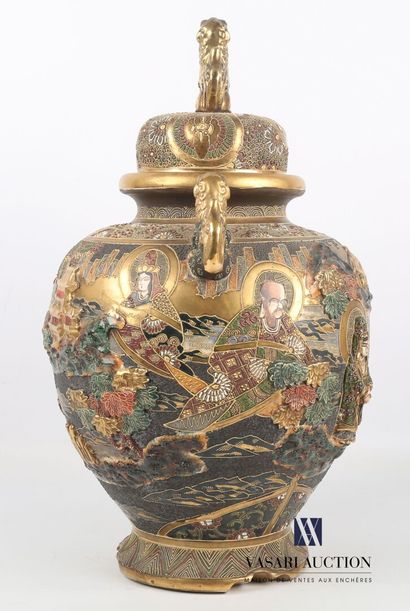 null JAPAN

Earthenware ovoid covered vase with polychrome and gold decoration, said...