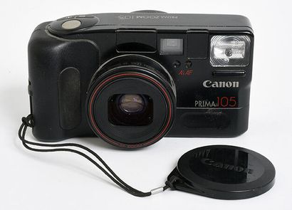 null Boitier argentique compact plastique noir Canon Prima Zoom 105 + objectif zoom...