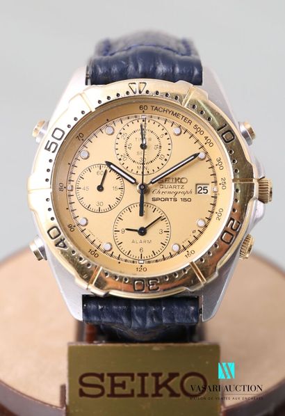 null SEIKO - Chronograph watch model Sport 150 in steel and gilded metal, the round...
