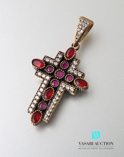 null Cross in silver 925 thousandths and bronze decorated with oxides of zirconium...