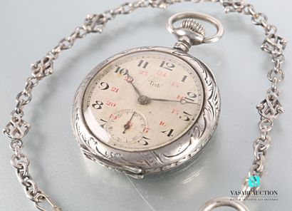 null Silver pocket watch, the silvered dial marked Trib. has Arabic numerals for...