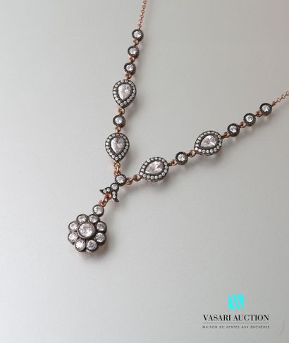 null Necklace in the style of the XVIIIth century in copper-plated silver decorated...