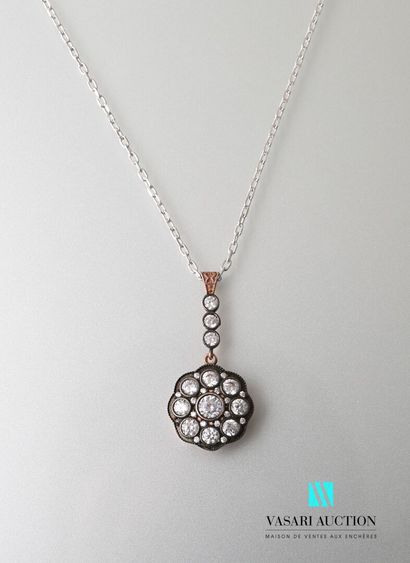 null Copper-plated silver pendant of rosette form with polylobed edges set with a...