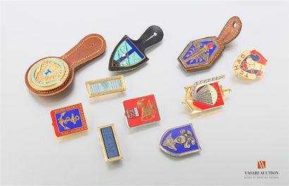 null Set of military insignia: 3rd Rpima, 28th RT, Chad, Armored Cavalry, staff school,...