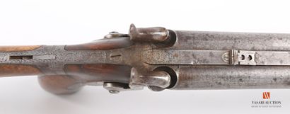 null Pistolet-carabine de vénerie à percussion, canon double Damas de 47 cm calibre...