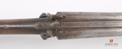 null Fusil de chasse à broche calibre 16/75, canons en table Damas de 74,5 cm, ouverture...