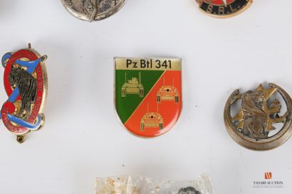 null Set of various and foreign unit badges: H.A. 353, H.A. BAUR, Sgt. Chief Cobraz,...