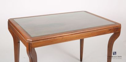null Table à écrire en bois naturel, le plateau de forme rectangulaire est foncé...