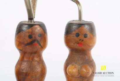 null Lot including a wooden corkscrew in two parts male and female marked Adam and...