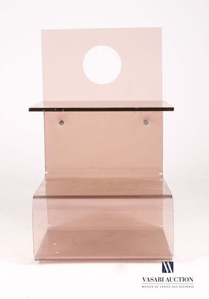 null Piece of furniture of arrangement in smoked plexiglas presenting a box in its...