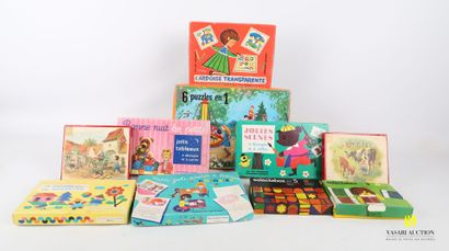 null Lot comprenant dix boites de jeux éducatifs pour enfants dont deux puzzles Martine...