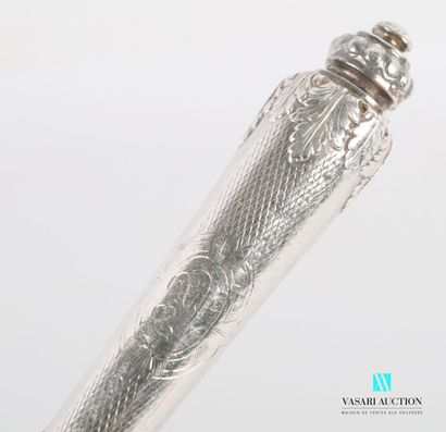 null Suite of six silver fruit knives, the guilloche handle has in its center a number...