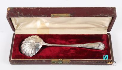 null Silver sprinkling spoon, the handle decorated with laurel branches has a number,...