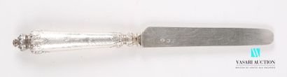 null Suite of six silver fruit knives, the guilloche handle has in its center a number...