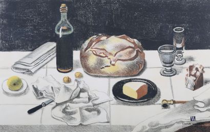 null ROHNER Georges (1913-2000), d'après

Nature morte au citron, miche de pain et...