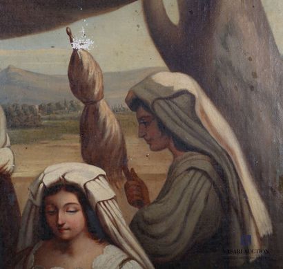 null French school of the 19th century

The three shepherdesses 

Oil on canvas 

Monogrammed...