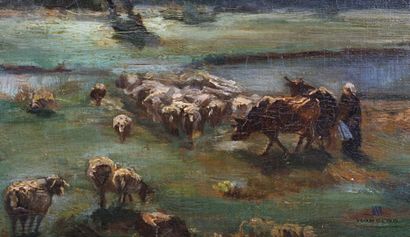 null French school of the end of the XIXth century

The shepherdess in the marshes

Oil...