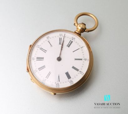null Pocket watch in yellow gold 750 thousandths, the back guilloche decorated with...